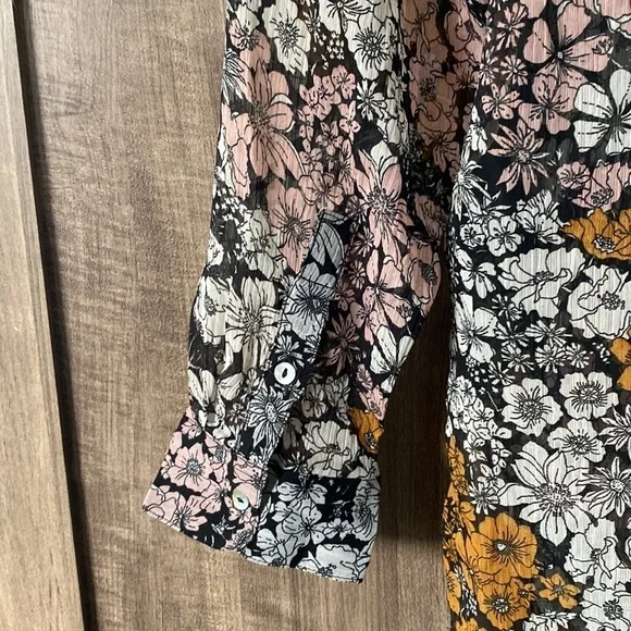 H&m Floral Button Sheer Long Sleeve Blouse Women’s Size 12 - Picture 14 of 15